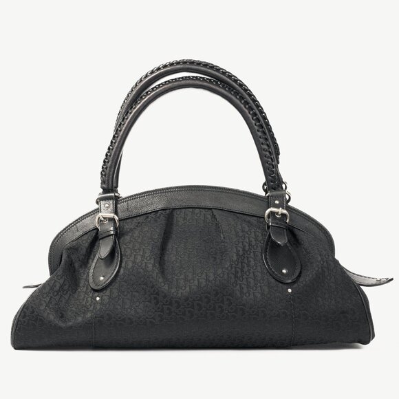 Christian Dior My Dior Black Logo-Jacquard Frame Bag - Picture 4 of 14